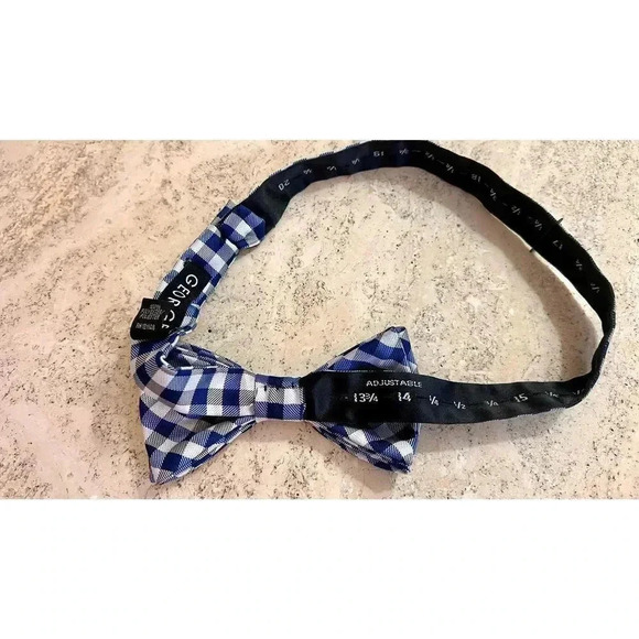 George Mens Multicolor Plaid Fantastic Vintage Condition Polyester Plaid Bow Tie - Picture 5 of 7